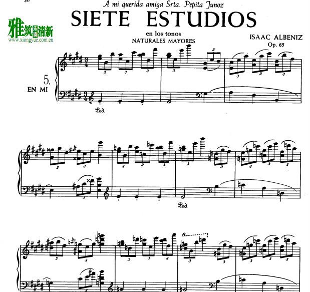 阿尔贝尼斯 Estudios Op.65 no5钢琴谱