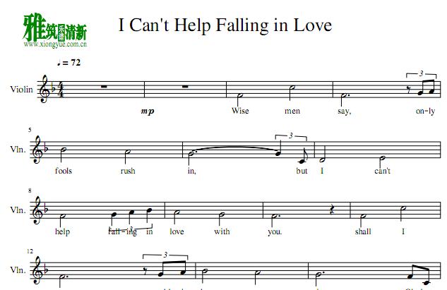 I Can't Help Falling In Love小提琴谱