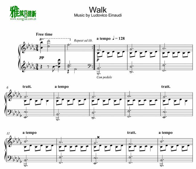 Ludovico Einaudi - Walk钢琴谱