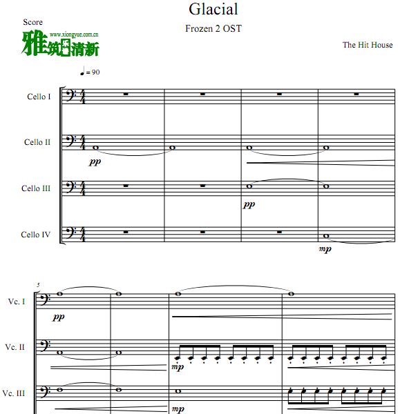 FROZEN2 -  Glacial大提琴四重奏谱