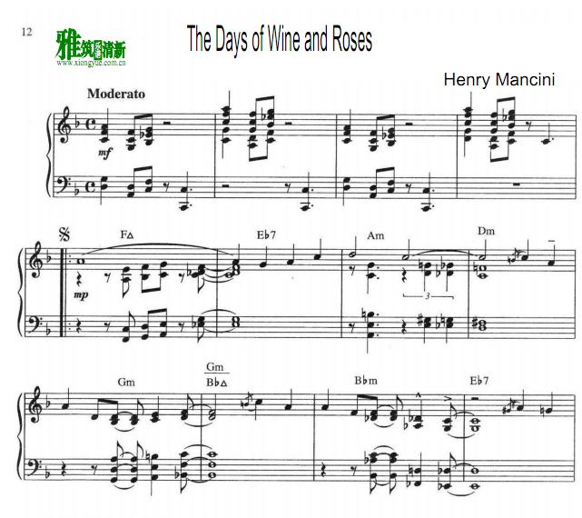 Henry Mancini - The Days of Wine and Roses钢琴谱