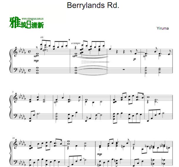 李闰珉Yiruma - Berrylands Rd.钢琴谱