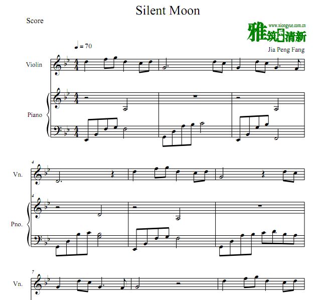 贾鹏芳 Silent Moon小提琴钢琴合奏谱