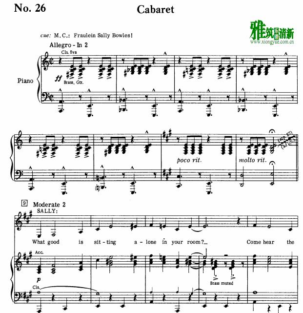 夜幻柏林 Kander cabaret钢琴谱 声乐谱
