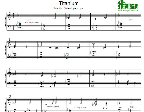 Madilyn Bailey - Titanium钢琴谱