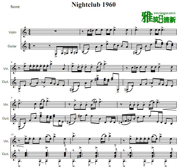 皮亚佐拉 夜总会1960 Nightclub 1960小提琴吉他二重奏谱