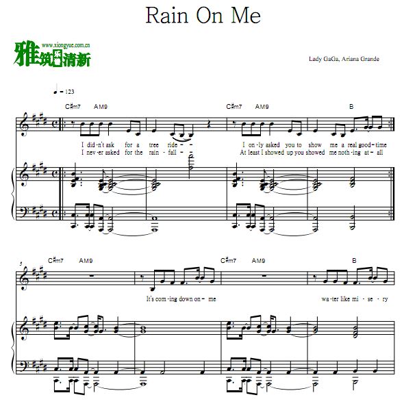 Ariana Grande,Lady GaGa - Rain On Me弹唱伴奏钢琴谱 歌谱