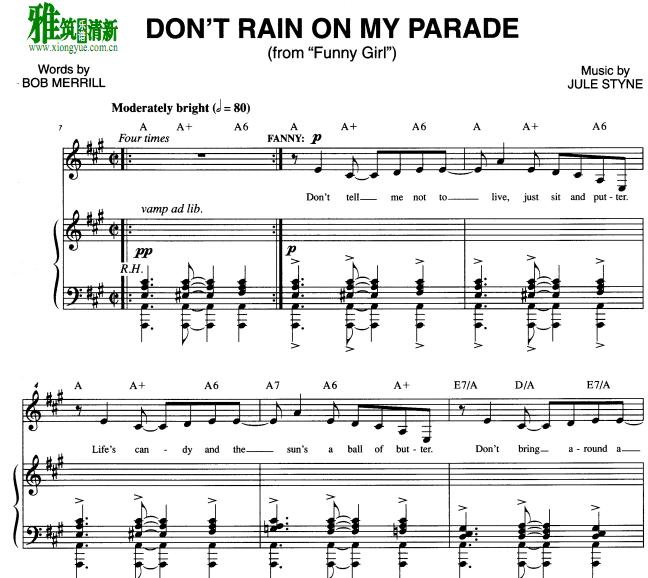 Funny Girl - Don't Rain On My Parade钢琴伴奏谱