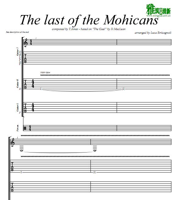 Luca Stricagnoli版The Last of the Mohicans吉他谱