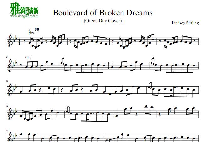 Lindsey Stirling - Boulevard of Broken Dreams 小提琴谱