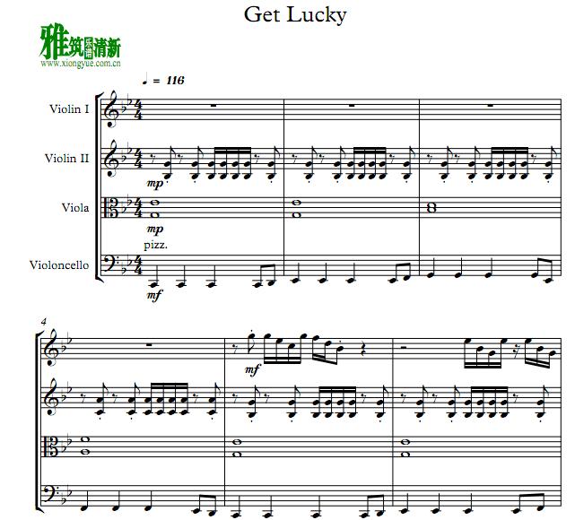 Get Lucky弦乐四重奏谱