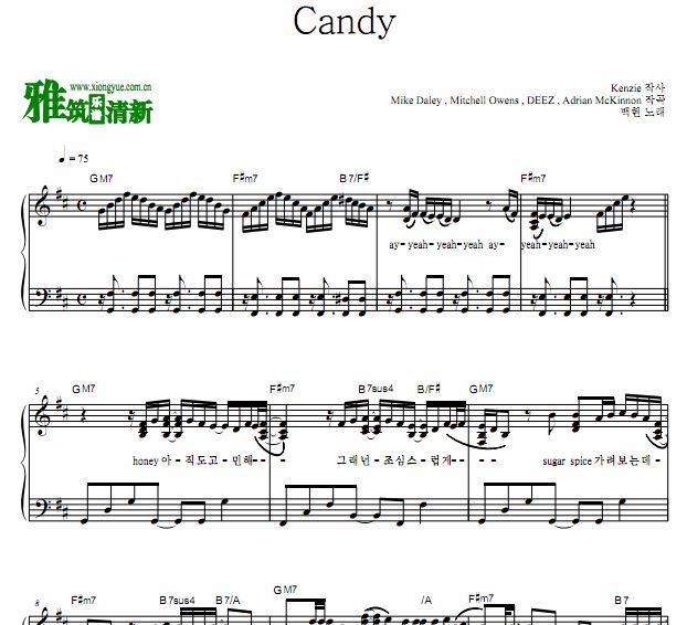 伯贤 Candy钢琴独奏谱