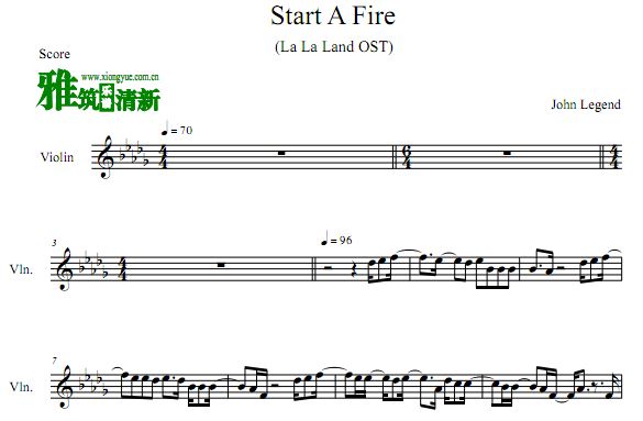 la la land - Start A Fire小提琴谱