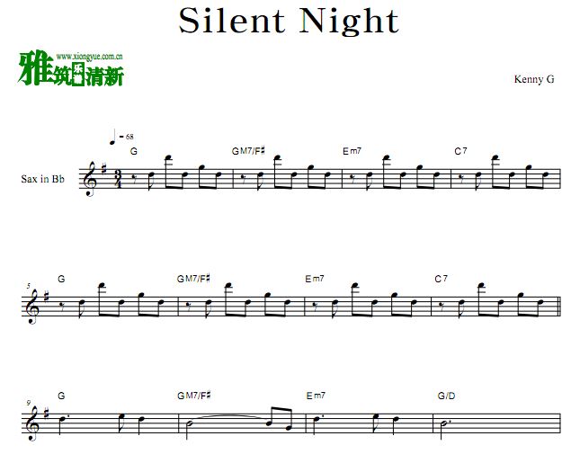 凯丽·金Kenny G Silent Night降b萨克斯谱