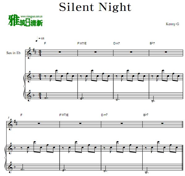 Kenny G - Silent Night 萨克斯钢琴伴奏谱