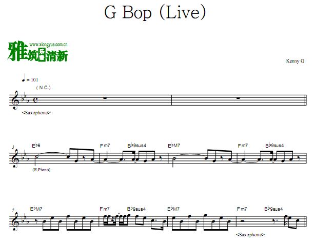 凯丽·金 Kenny G - G Bop (Live)萨克斯谱