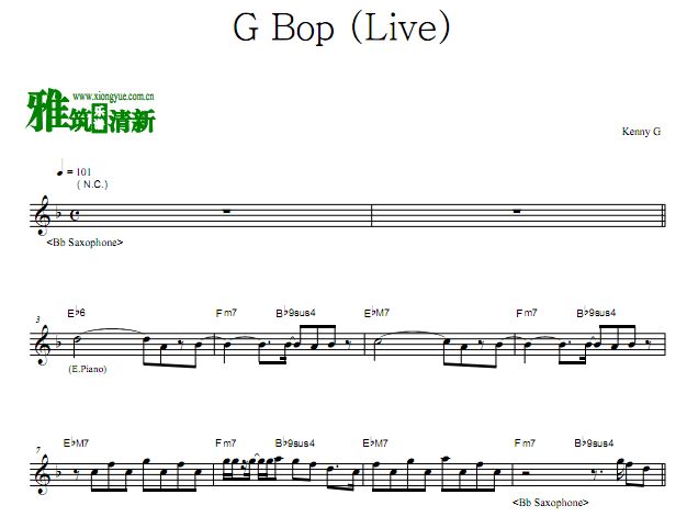 肯尼·基  G Bop (Live)降B萨克斯谱