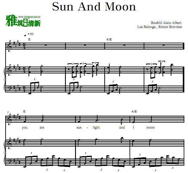 Lea Salonga - 西贡小姐 Sun and moon钢琴伴奏声乐谱