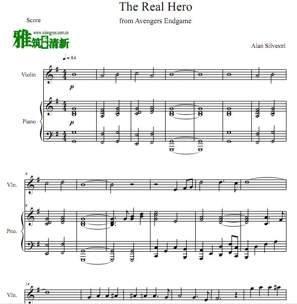复仇者联盟 the real hero小提琴钢琴伴奏谱