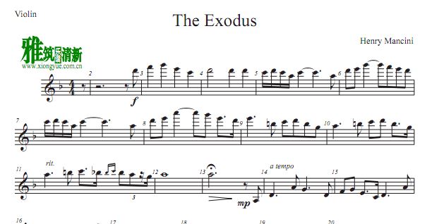 出埃及记 exodus小提琴谱
