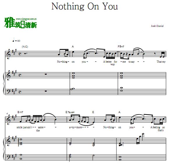 Josh Daniel - 夫妻的世界 OST Part2 Nothing On You钢琴伴奏谱