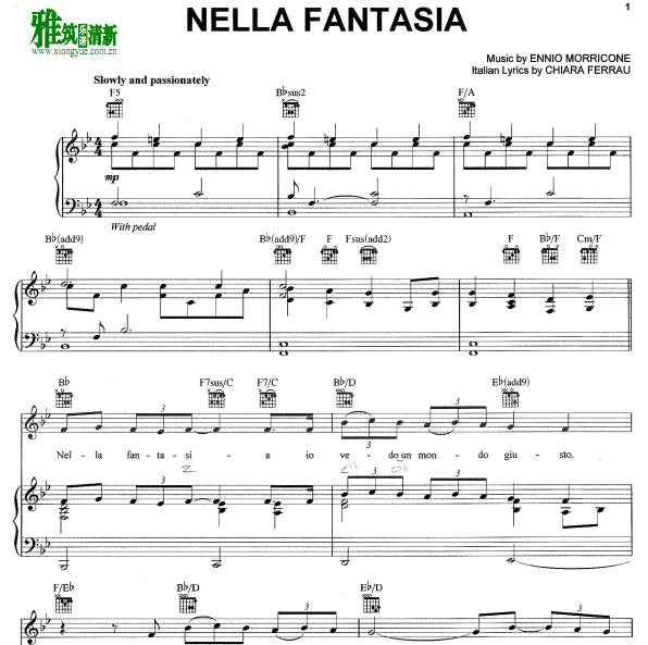 Nella Fantasia 幻梦之中钢琴谱