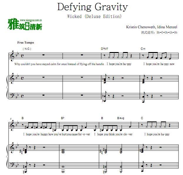 Defying Gravity钢琴伴奏谱 声乐歌谱 Wicked (Deluxe Edition)声乐正谱