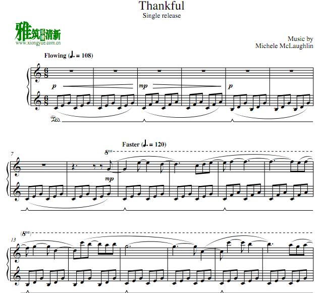 Michele McLaughlin - Thankful 钢琴谱