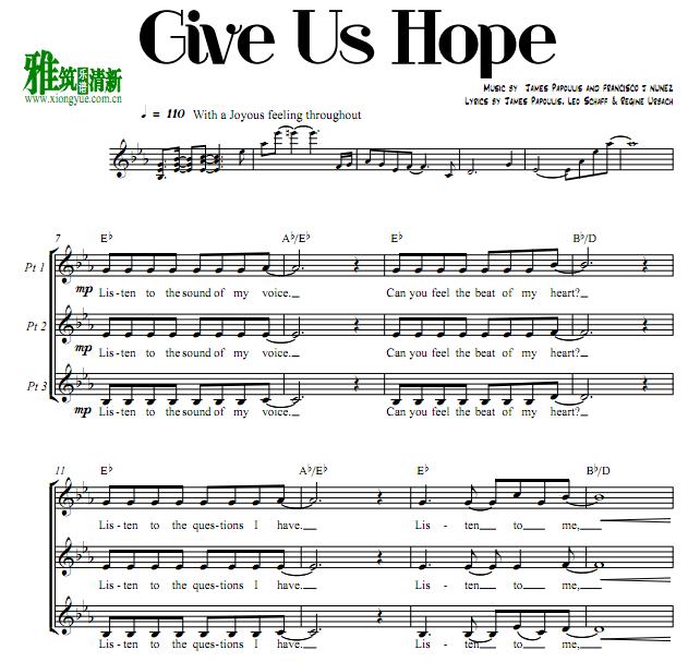 Give us hope三声部合唱谱