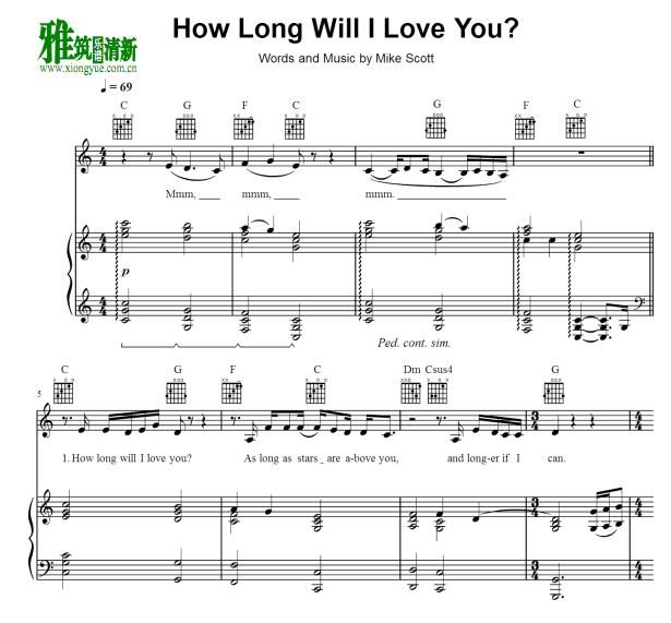 ellie goulding - how long will i love you钢琴伴奏