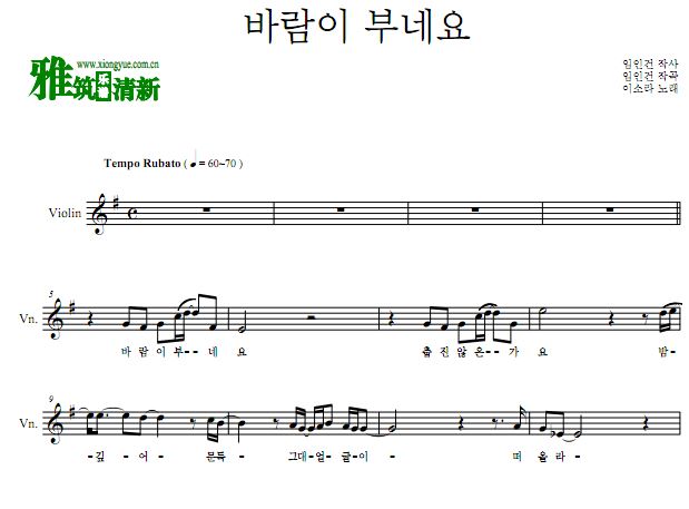 机智的医生生活 The wind is blowing小提琴谱