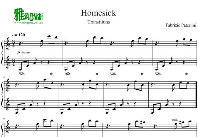 Fabrizio Paterlini - Homesick钢琴谱