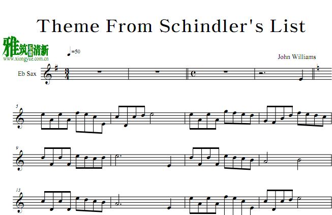 辛德勒名单  Schindler's List萨克斯谱