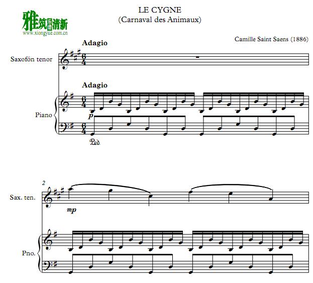 The-SWAN圣桑Saint Saens - Le Cygne天鹅次中音萨克斯钢琴谱