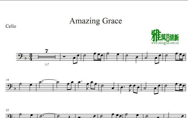 奇异恩典Amazing Grace 大提琴谱