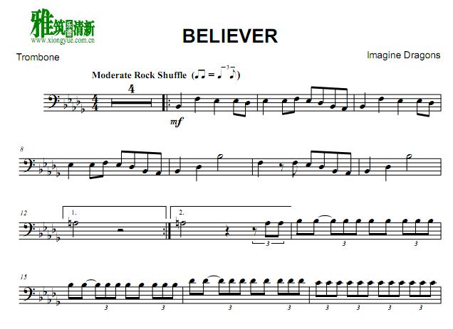 梦龙Imagine Dragons - Believer长号谱
