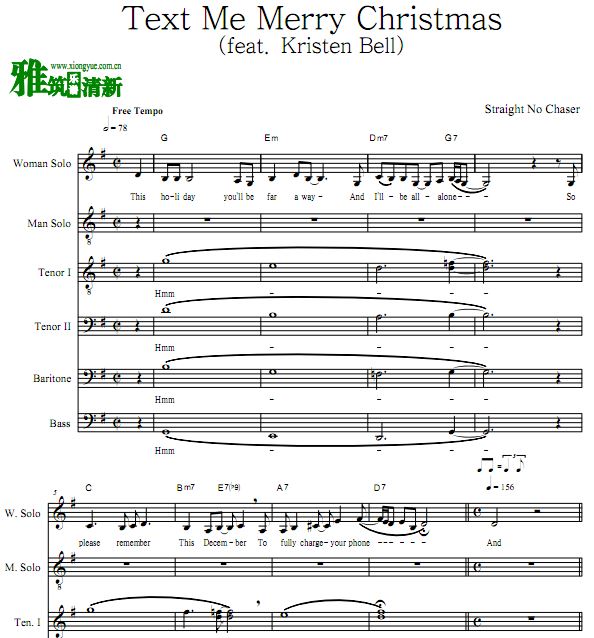 Straight No Chaser - Text Me Merry Christmas阿卡贝拉合唱谱