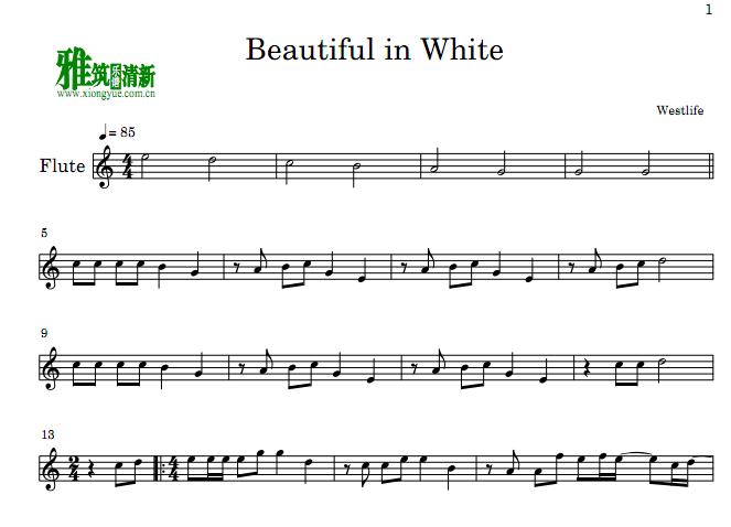 Beautiful in White 长笛谱
