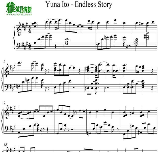 伊藤由奈Yuna Ito - Endless Story钢琴谱