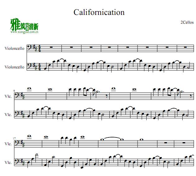 Californication大提琴二重奏谱