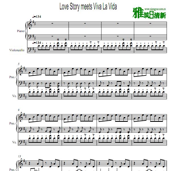 Jon Schmidt - Love Story Meets Viva La Vida大提琴钢琴谱