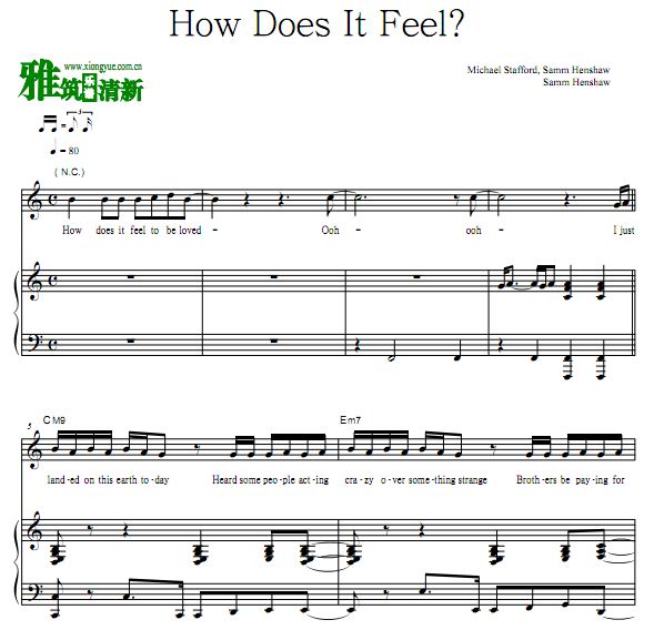 Samm Henshaw - How Does It Feel钢琴伴奏谱 歌谱