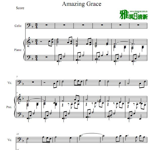music   流行音乐乐谱   楽谱   五线谱   amazing grace 奇异恩典大