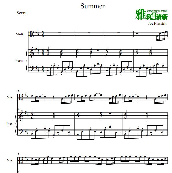 久石让 Summer中提琴钢琴二重奏谱