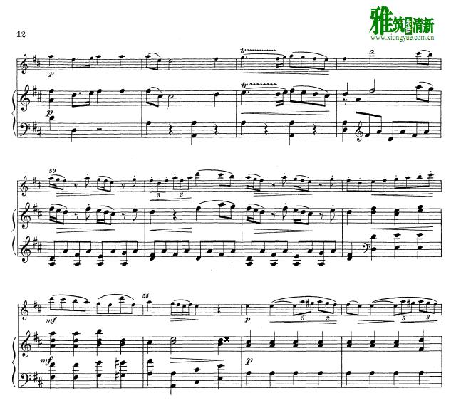 费尔斯D大调长笛协奏曲钢伴谱