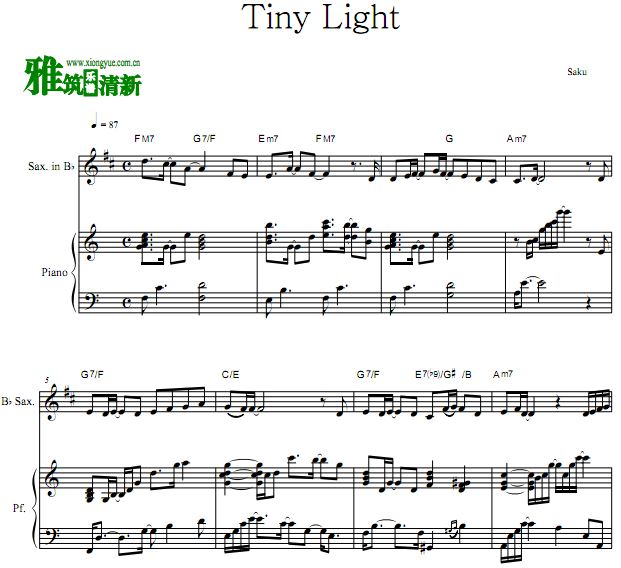 地缚少年花子君ED tiny light降B萨克斯钢琴伴奏谱