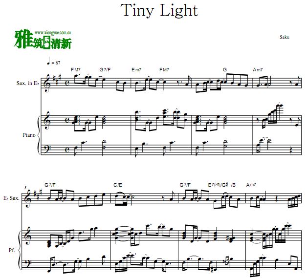Hanako 地缚少年花子君ED tiny light萨克斯钢琴合奏谱