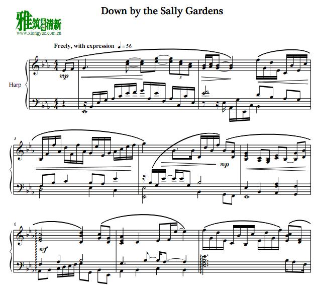 Down by the Sally Gardens 竖琴谱