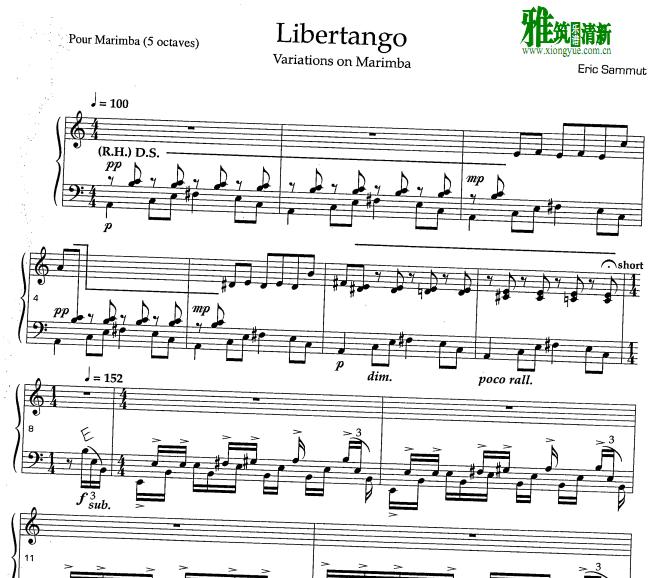 自由探戈Libertango马林巴谱