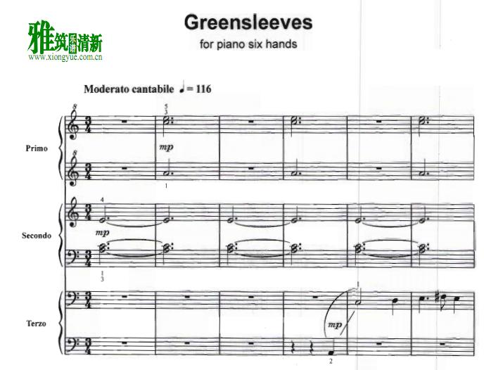 Greensleeves 绿袖子 六手联弹谱